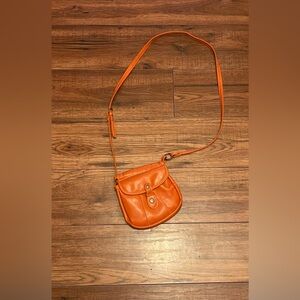 Orange Pleather Crossbody Bag